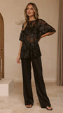 Arlo Oversized Sequin Top Black Floral
