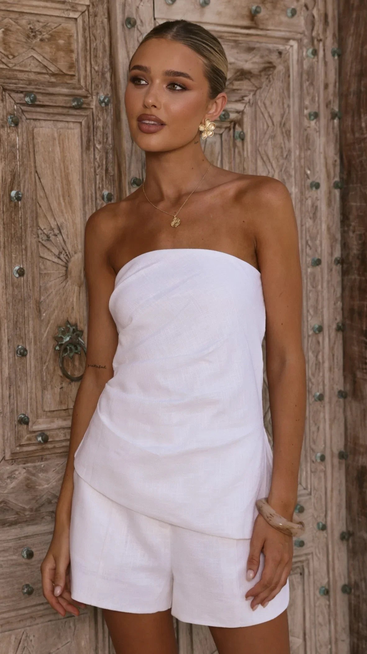 Dana Strapless Top White