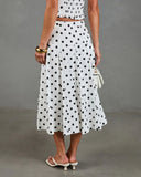 Spotted Dream Polka Dot Linen Blend Midi Skirt