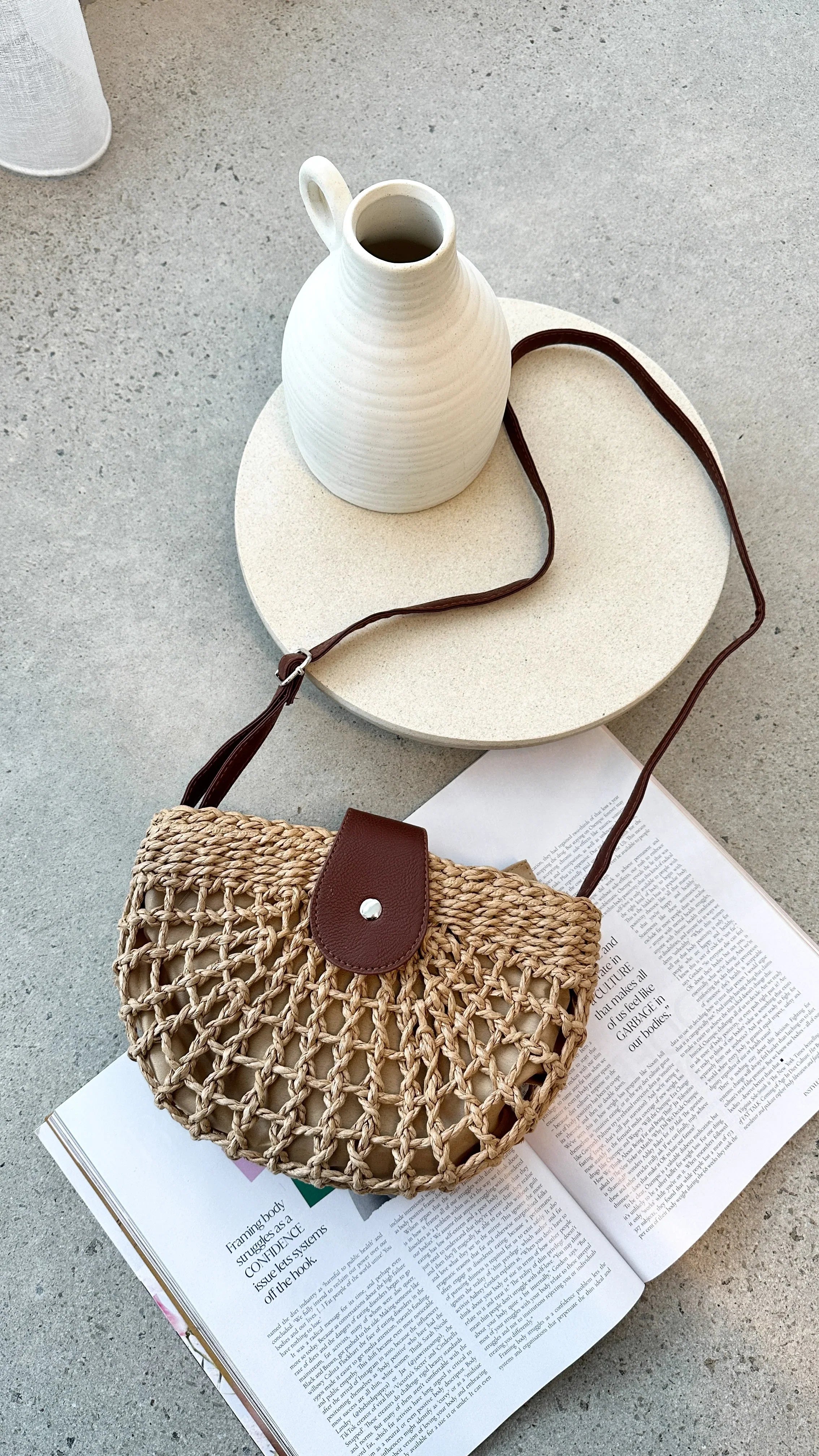 Marielle Half Moon Bag Straw