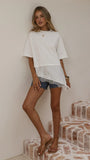 Mirandah Satin Panel T Shirt White