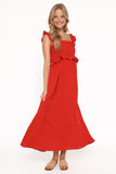 Ross Frill Strap Maxi Dress Red