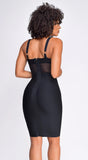 Casella Black V Neck Bustier Mesh Bandage Dress
