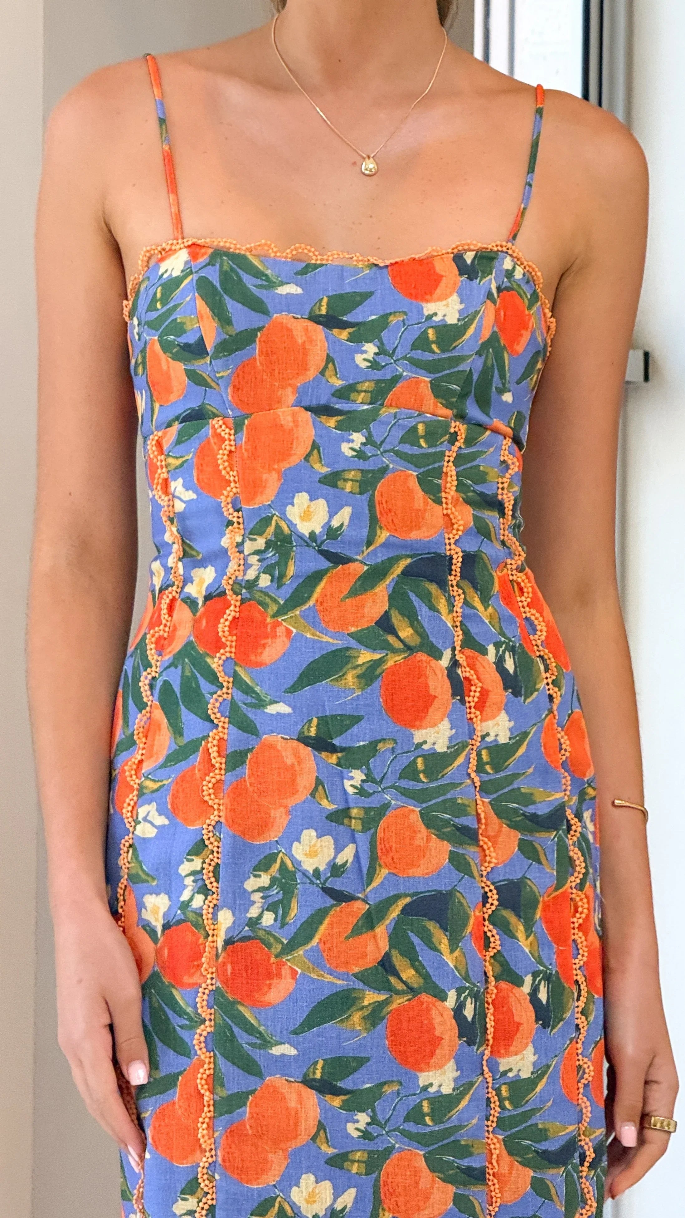 Carlia Midi Dress Orange Print