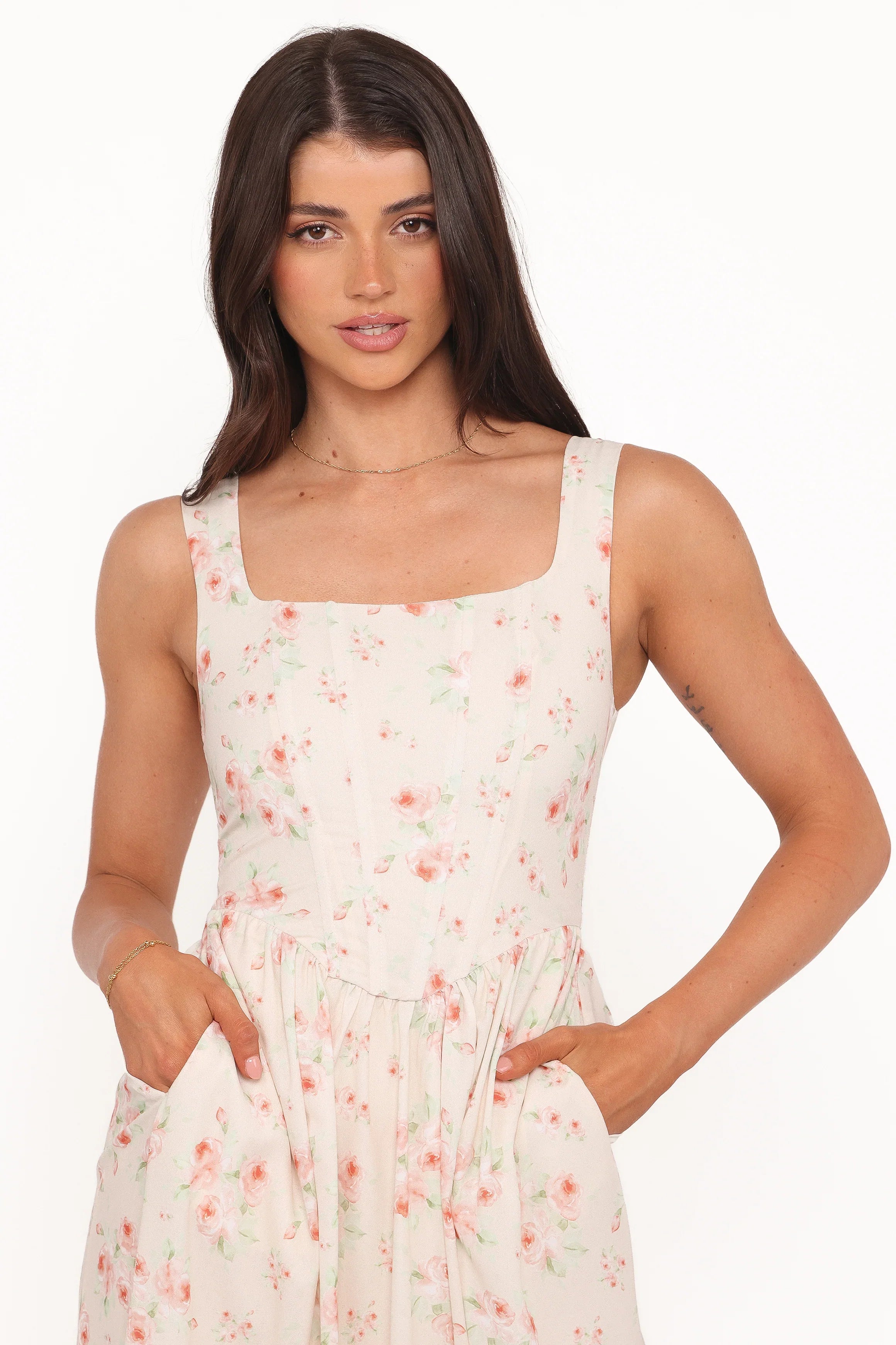 Vespa Midi Dress Peach Floral
