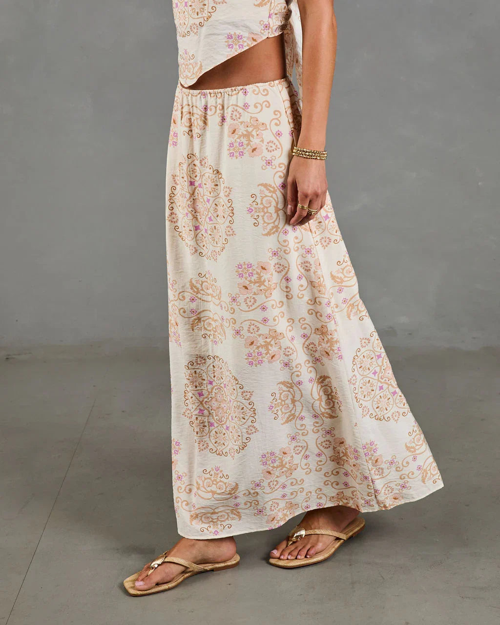 Hardin Abstract Mandala Print Maxi Skirt