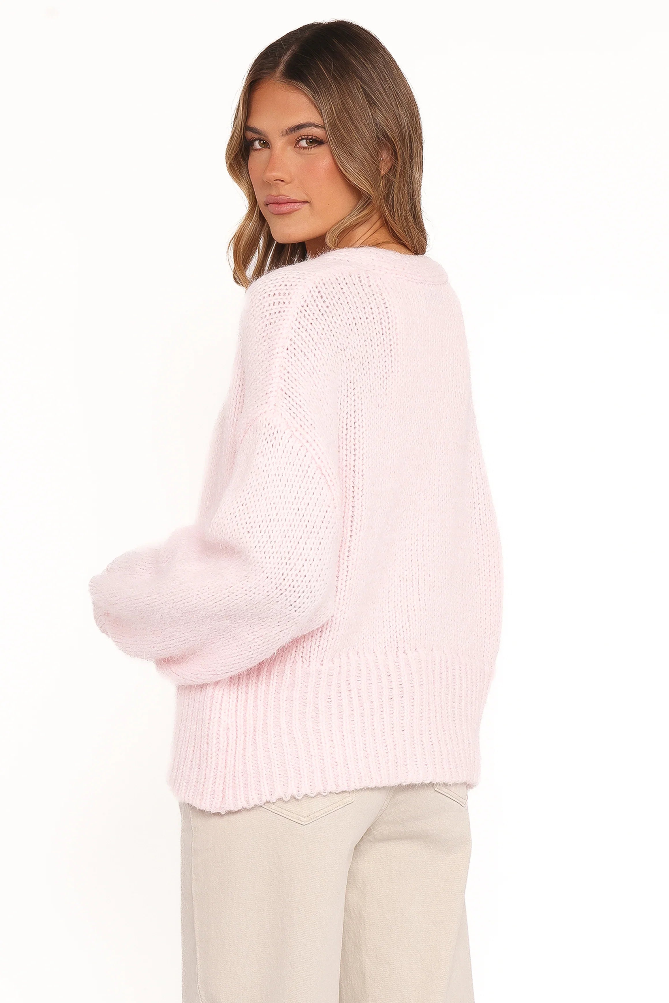 Selina Wide Sleeve Cardigan Pale Pink