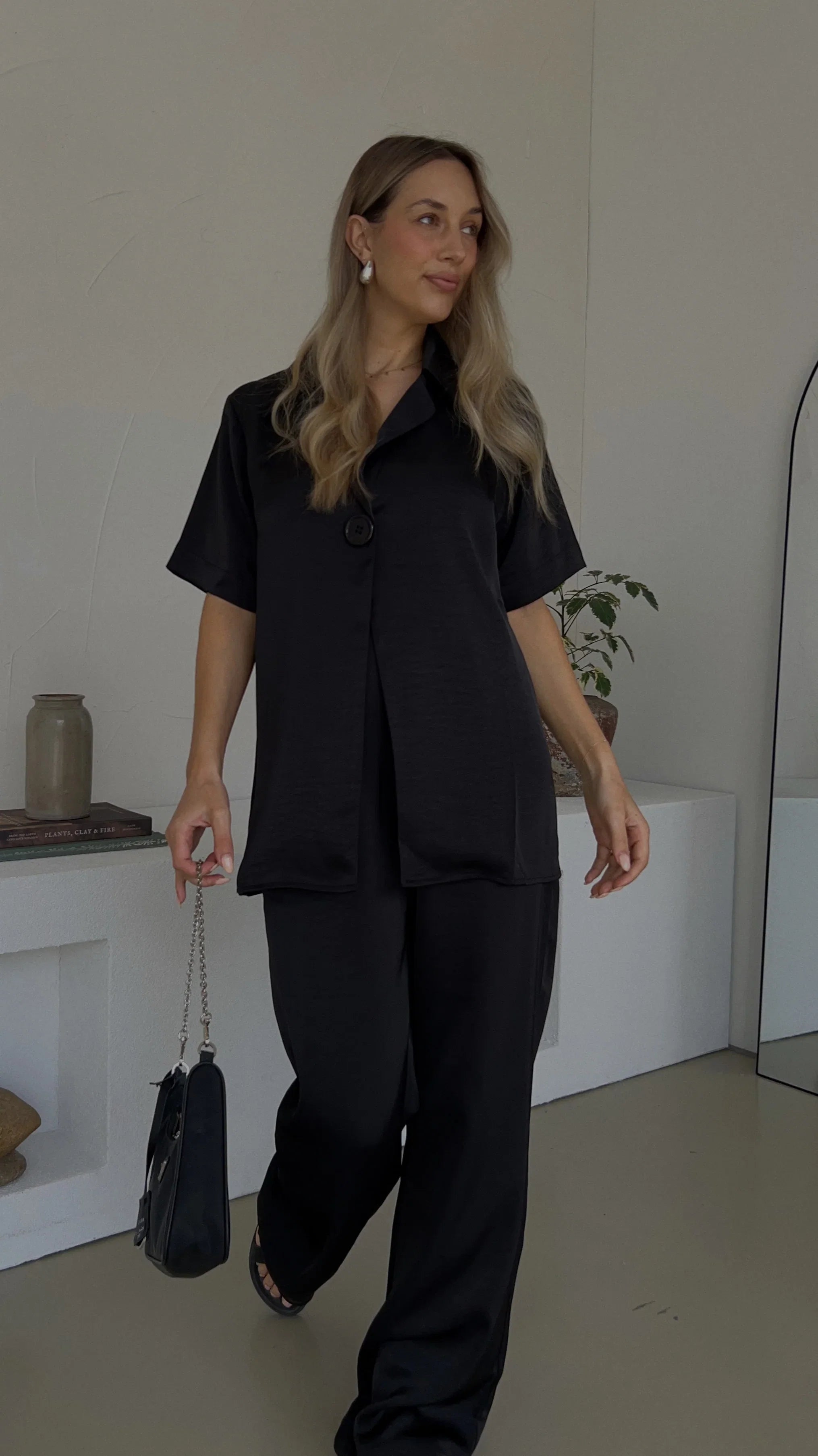 Imogen Button Pants Black