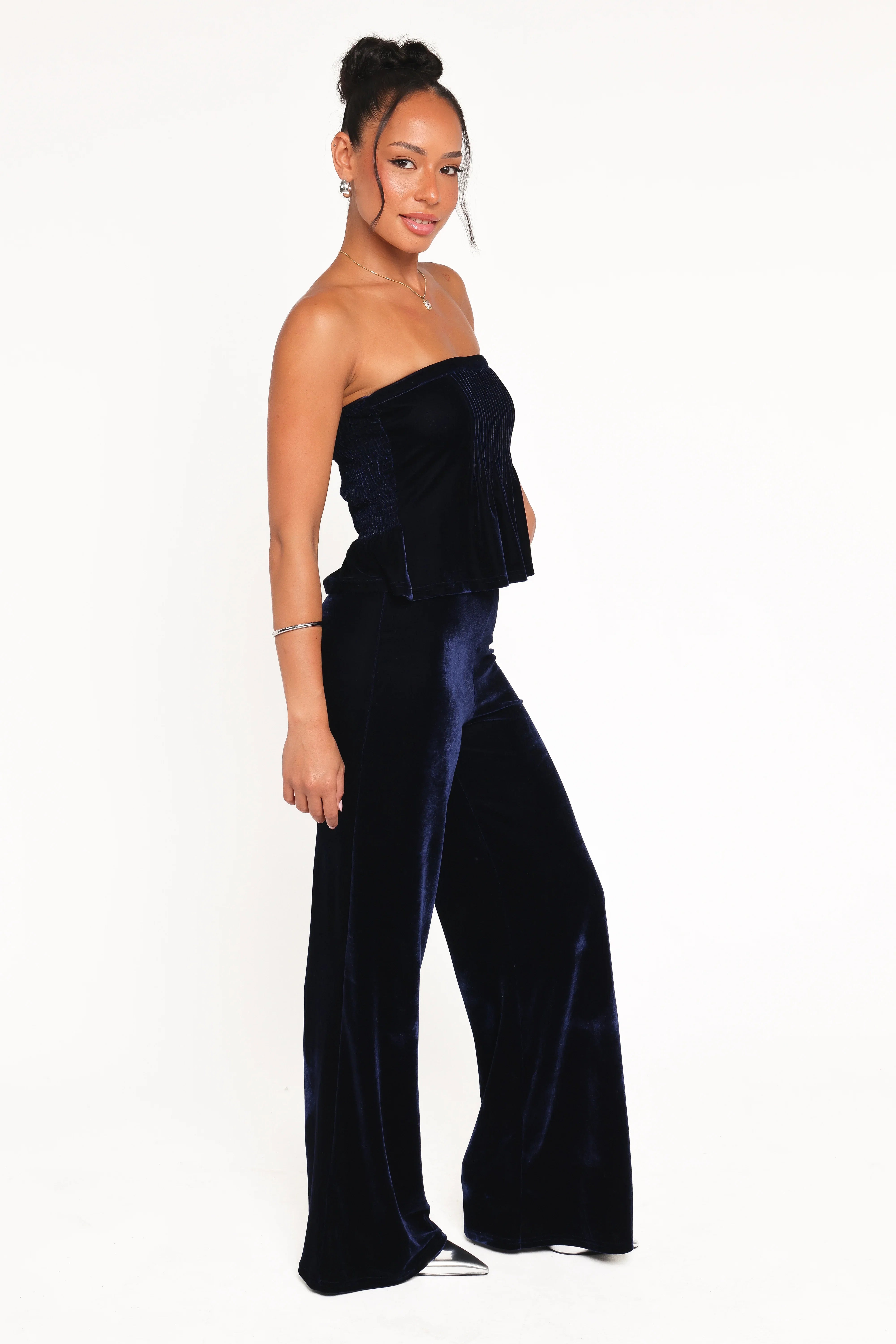 Sutton Strapless Pant Set Midnight Blue Velvet