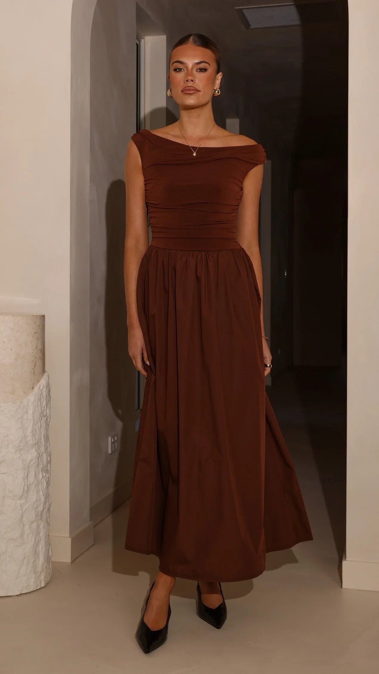 Immy Midi Dress Brown