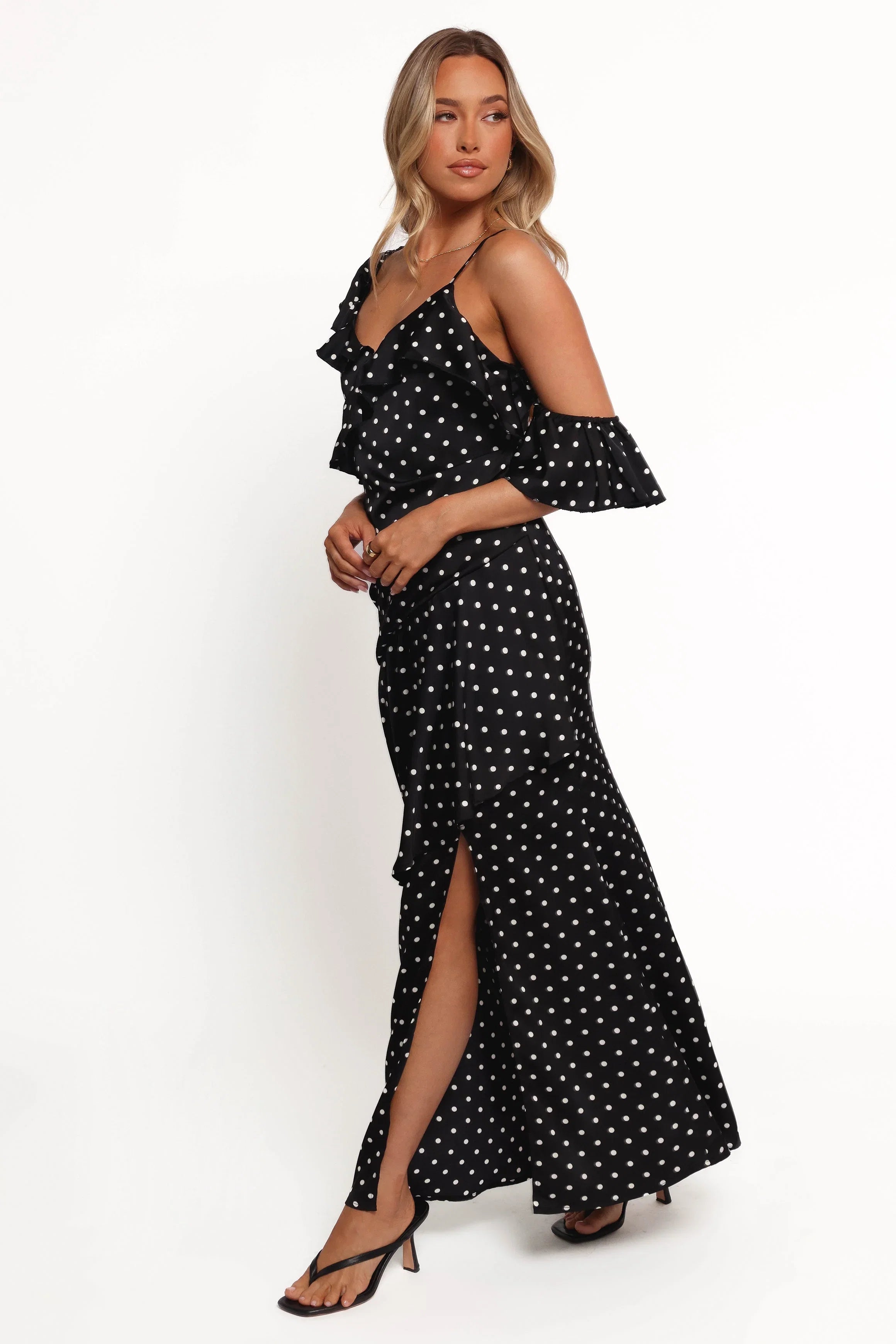 Adelina Maxi Dress Black Polka Dot