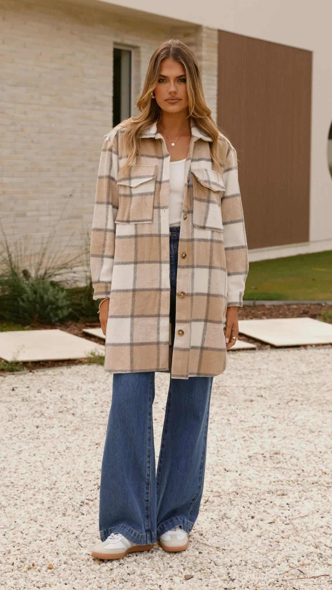 Saskia Jacket Beige Cream Check
