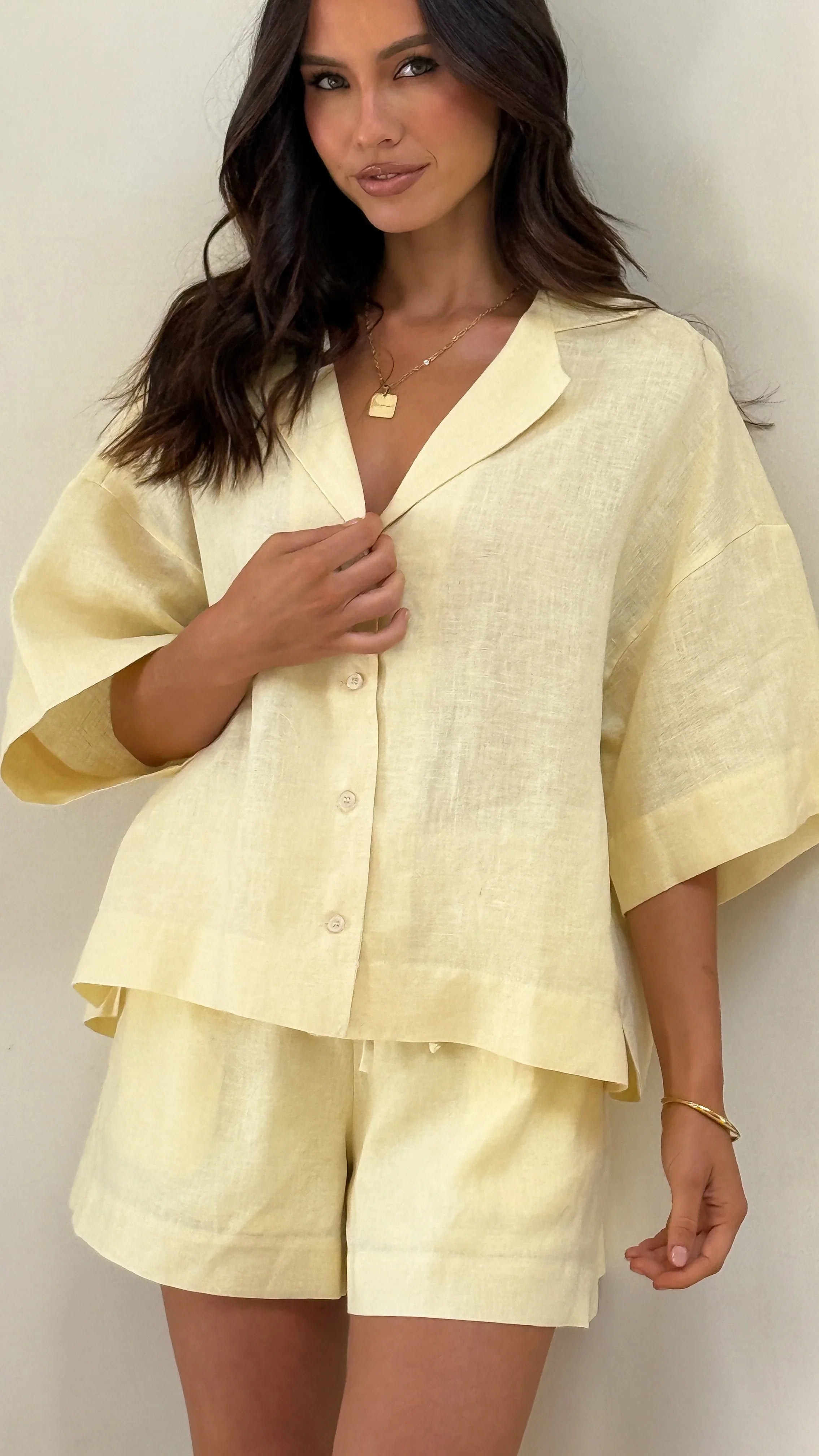Luna Button Up Shirt Yellow