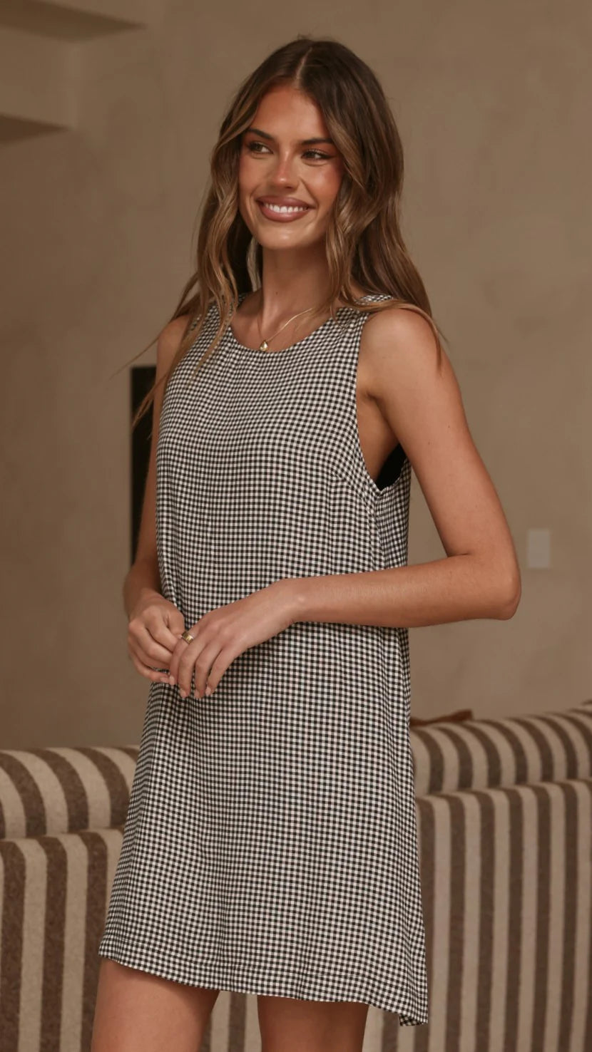 Zoelyn Mini Dress Black Gingham