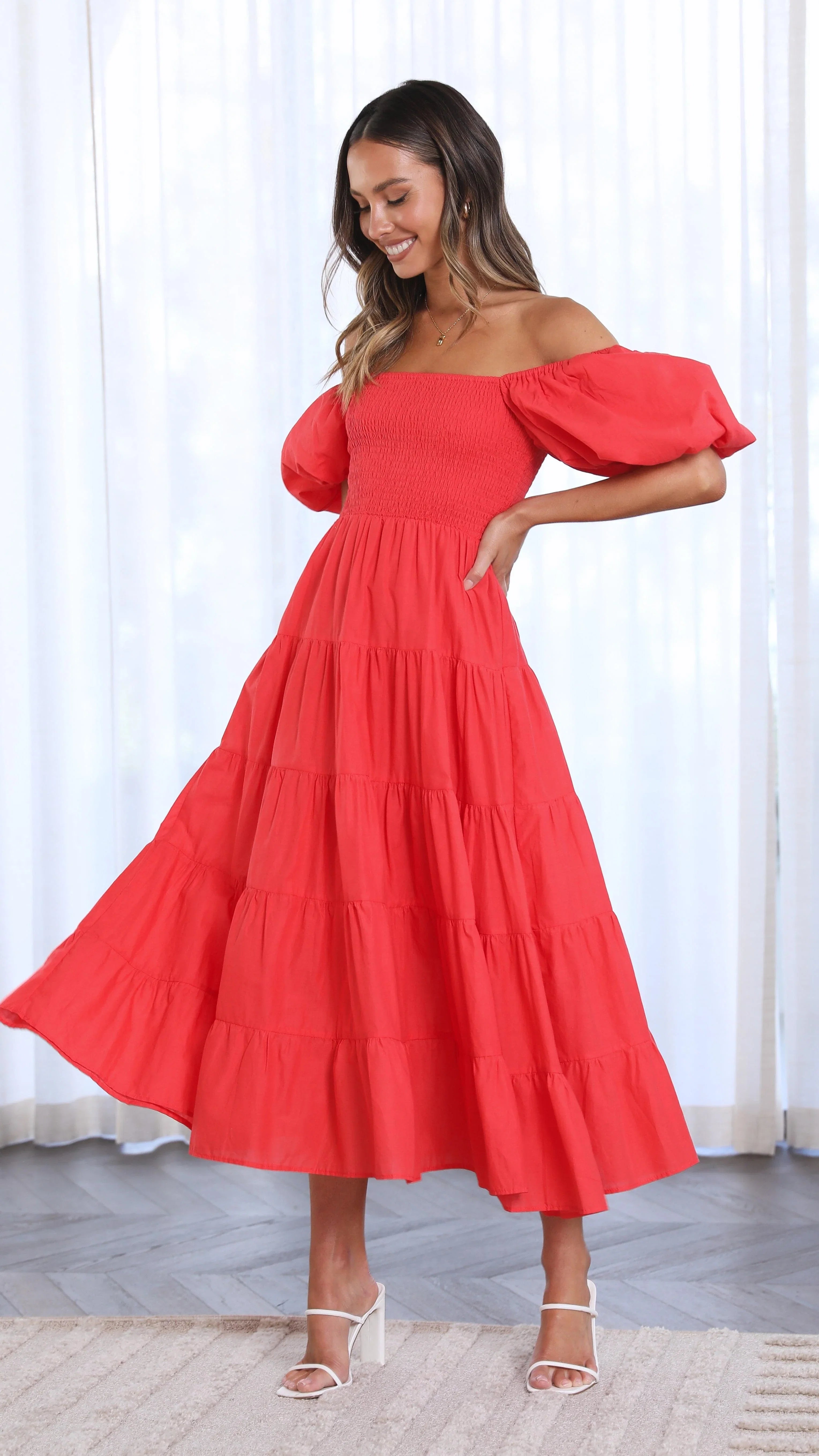 Chyna Midi Dress Red