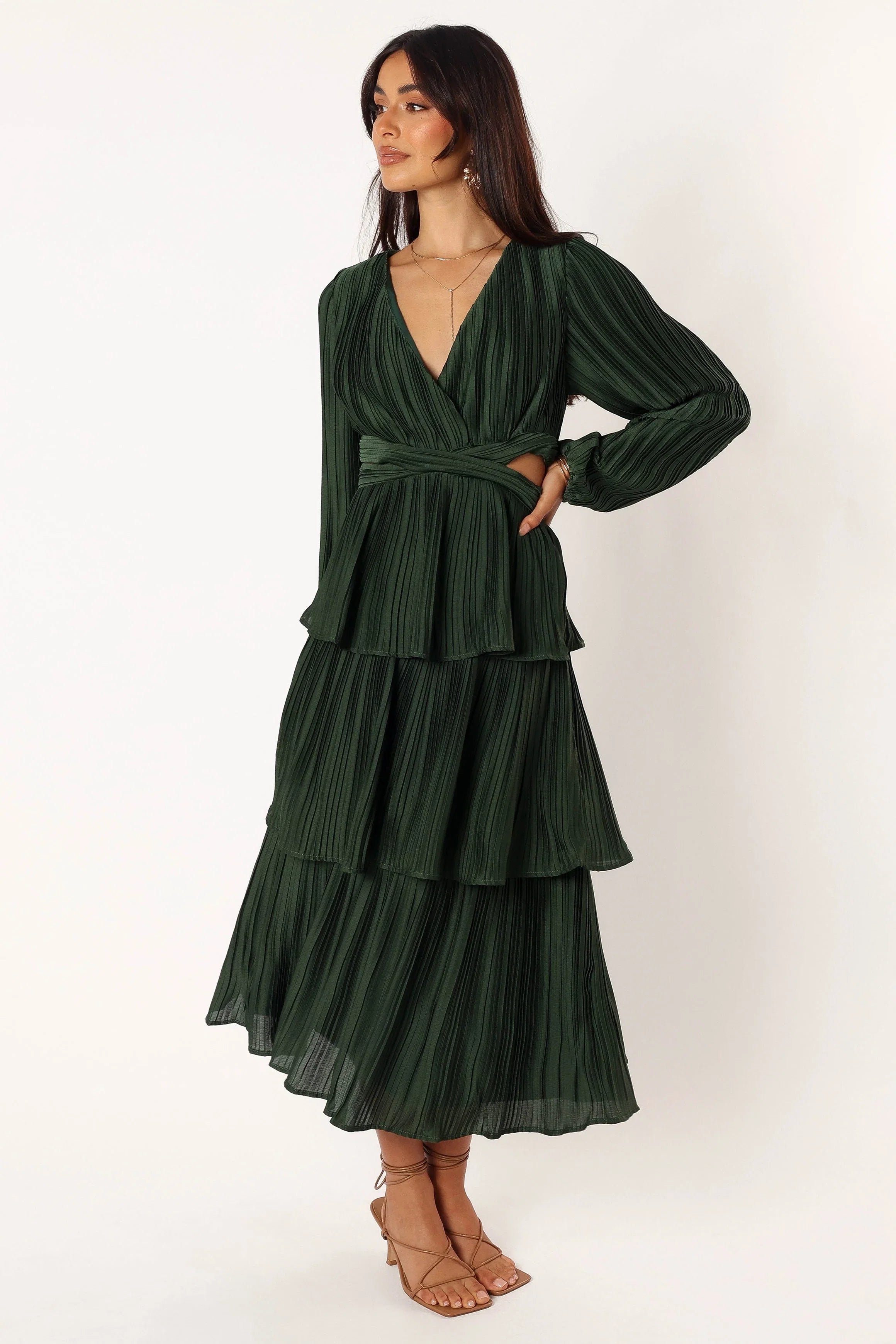 Pippa Long Sleeve Midi Dress Emerald