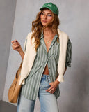Ivy Collective Striped Buttoned Up Top
