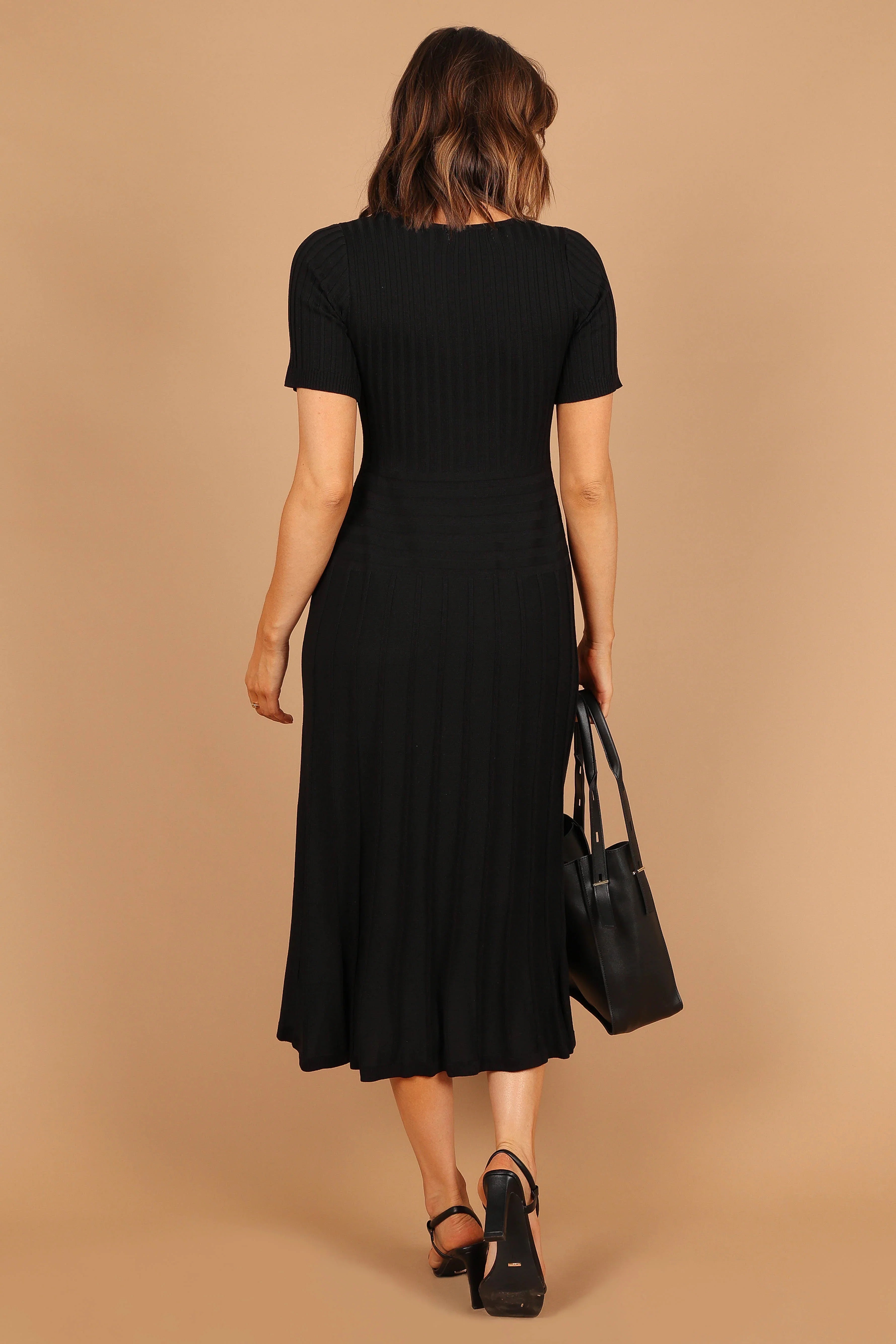 Audrina Knit Midi Dress Black