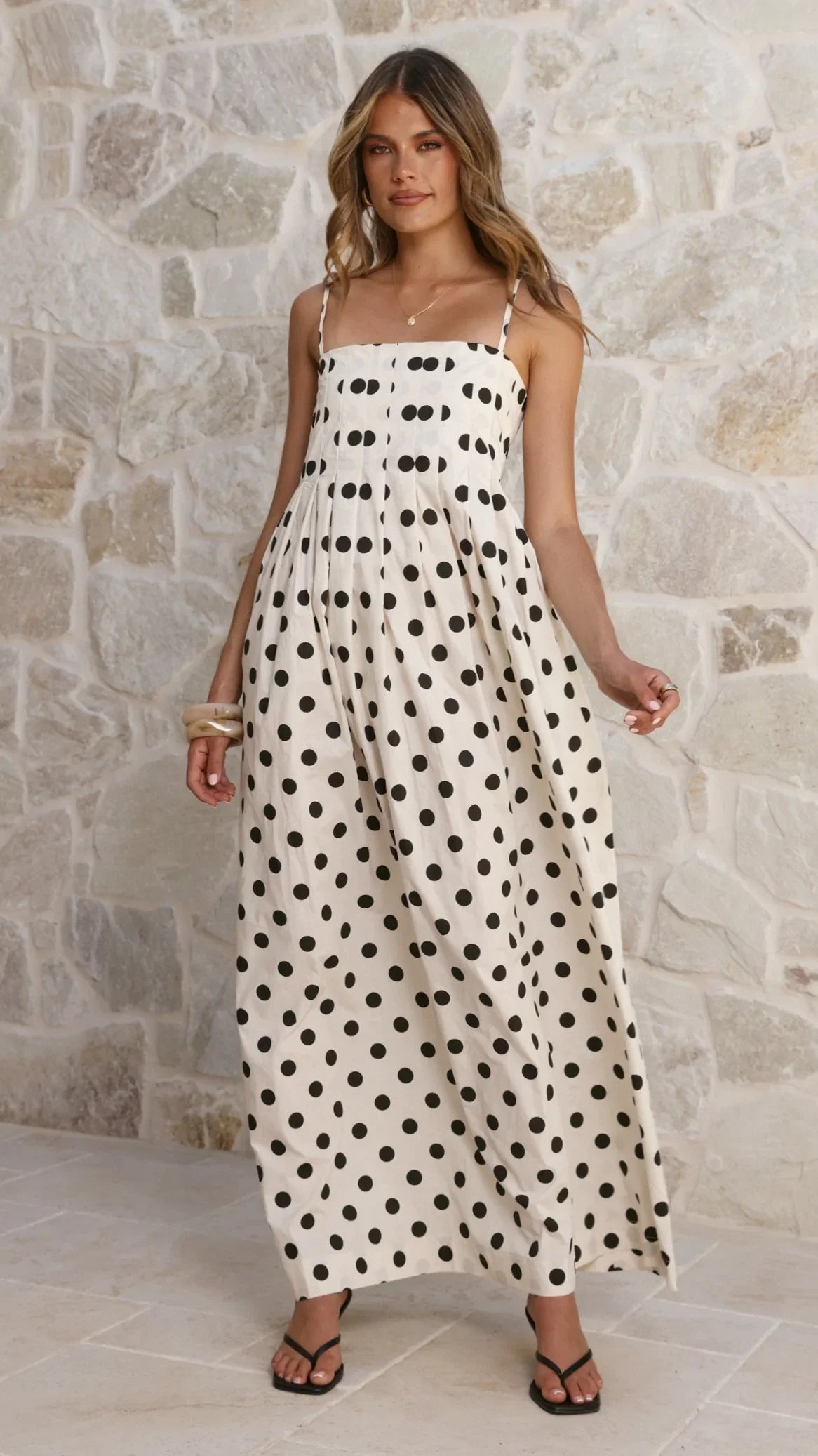 Felicity Maxi Dress White Black Spot