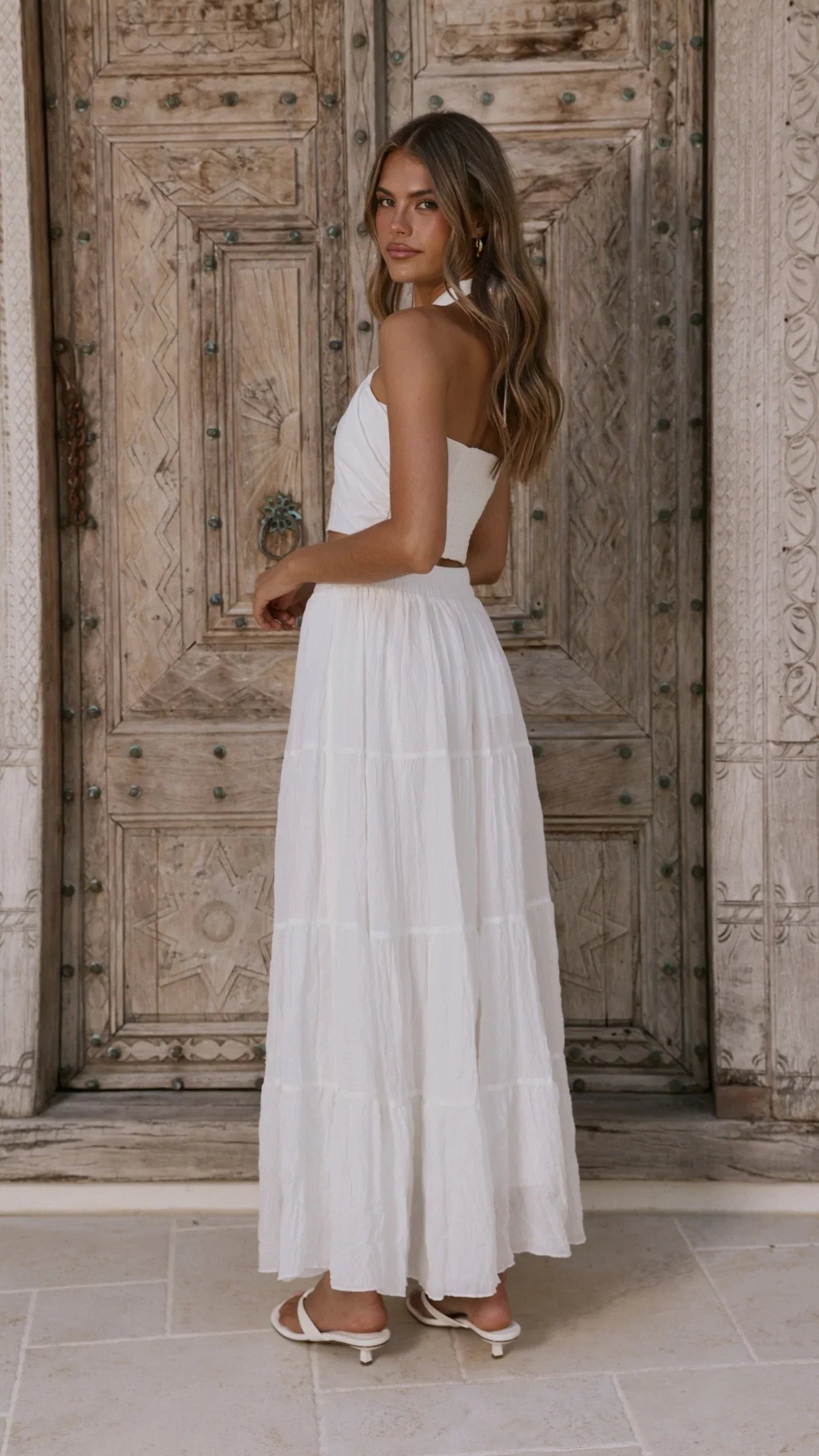 Cartier Tiered Maxi Skirt White