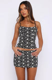 Flower Fields Mini Skirt Black