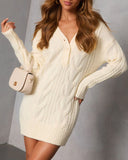 Solvayne Cable Knit Mini Sweater Dress