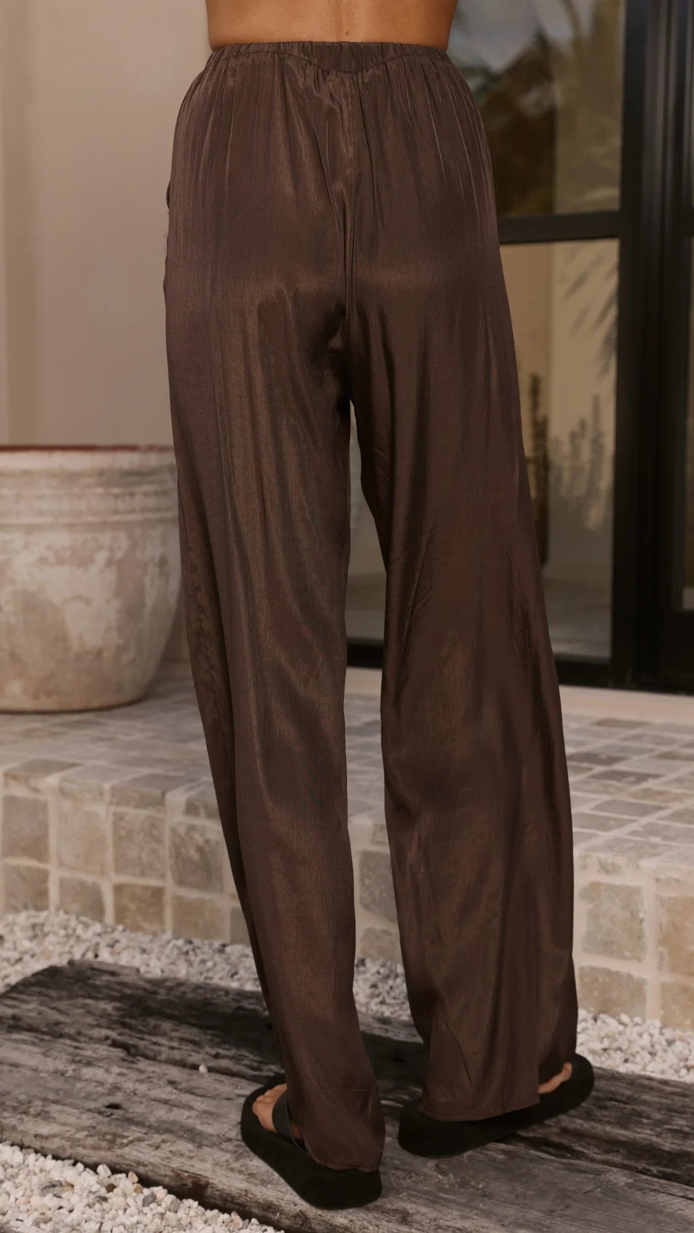 Baela One Shoulder Top Pants Set Chocolate