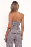 Amity Strapless Top Brown Gingham