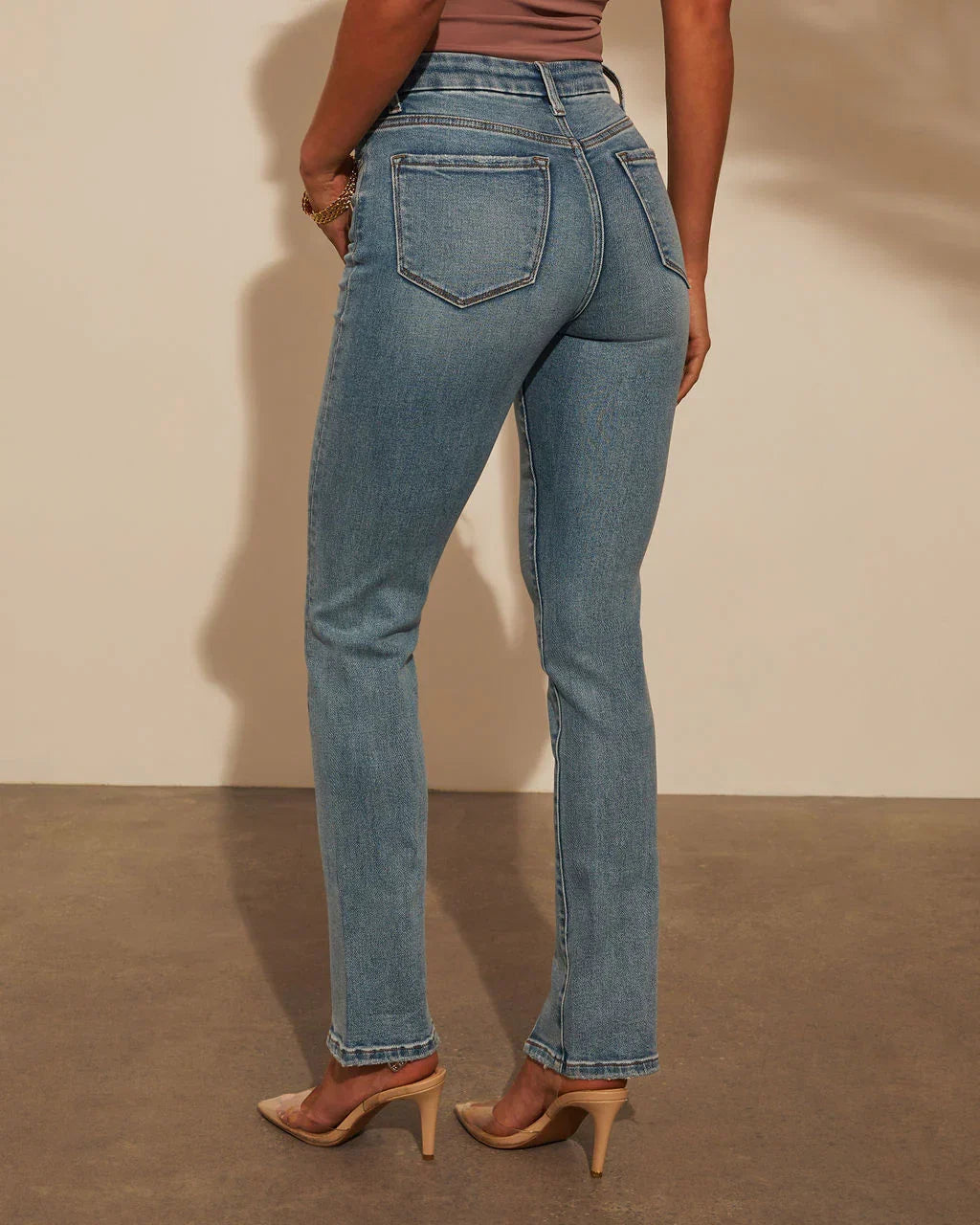Jennings Super Stretch High Rise Slim Leg Split Hem Jeans