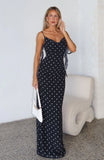 Love Blossoms Maxi Dress Black White Polka Dot