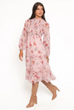 Alamea Long Sleeve Midi Dress Pink Floral