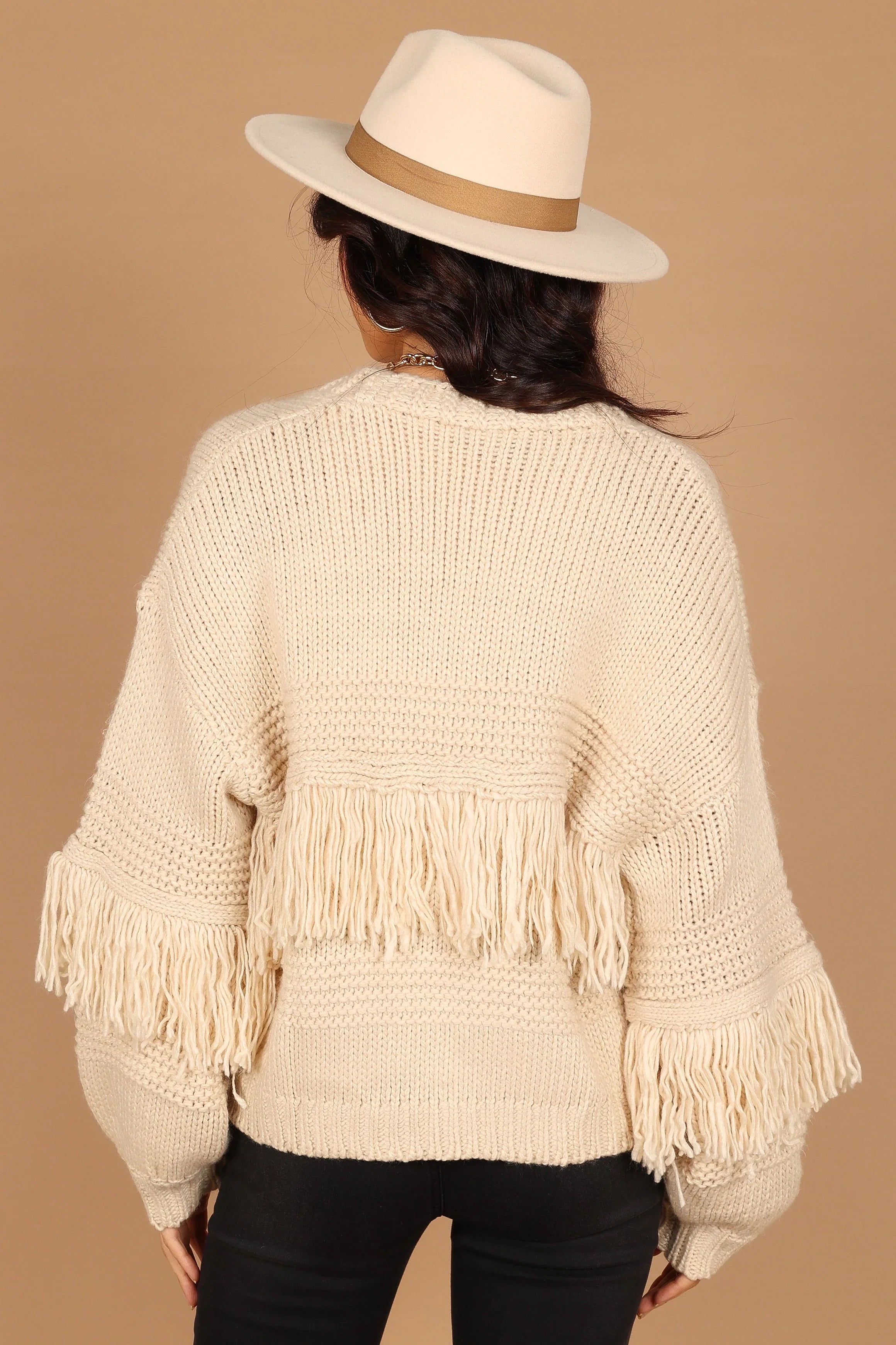 Cheryl Fringe Cardigan Sweater Ivory