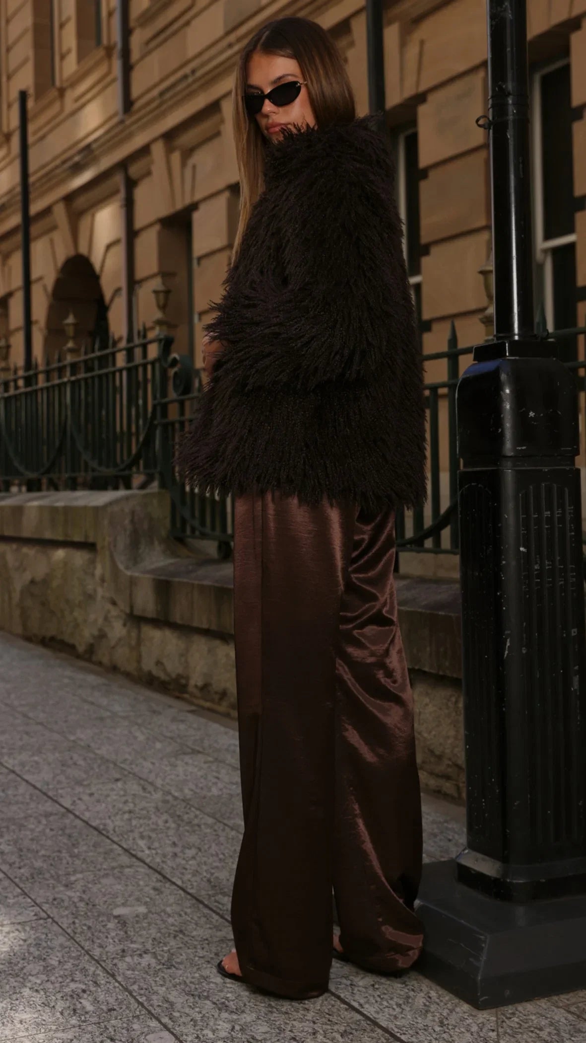 Chantelle Fur Jacket Chocolate