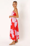 Sybel Midi Dress Red Pink Floral