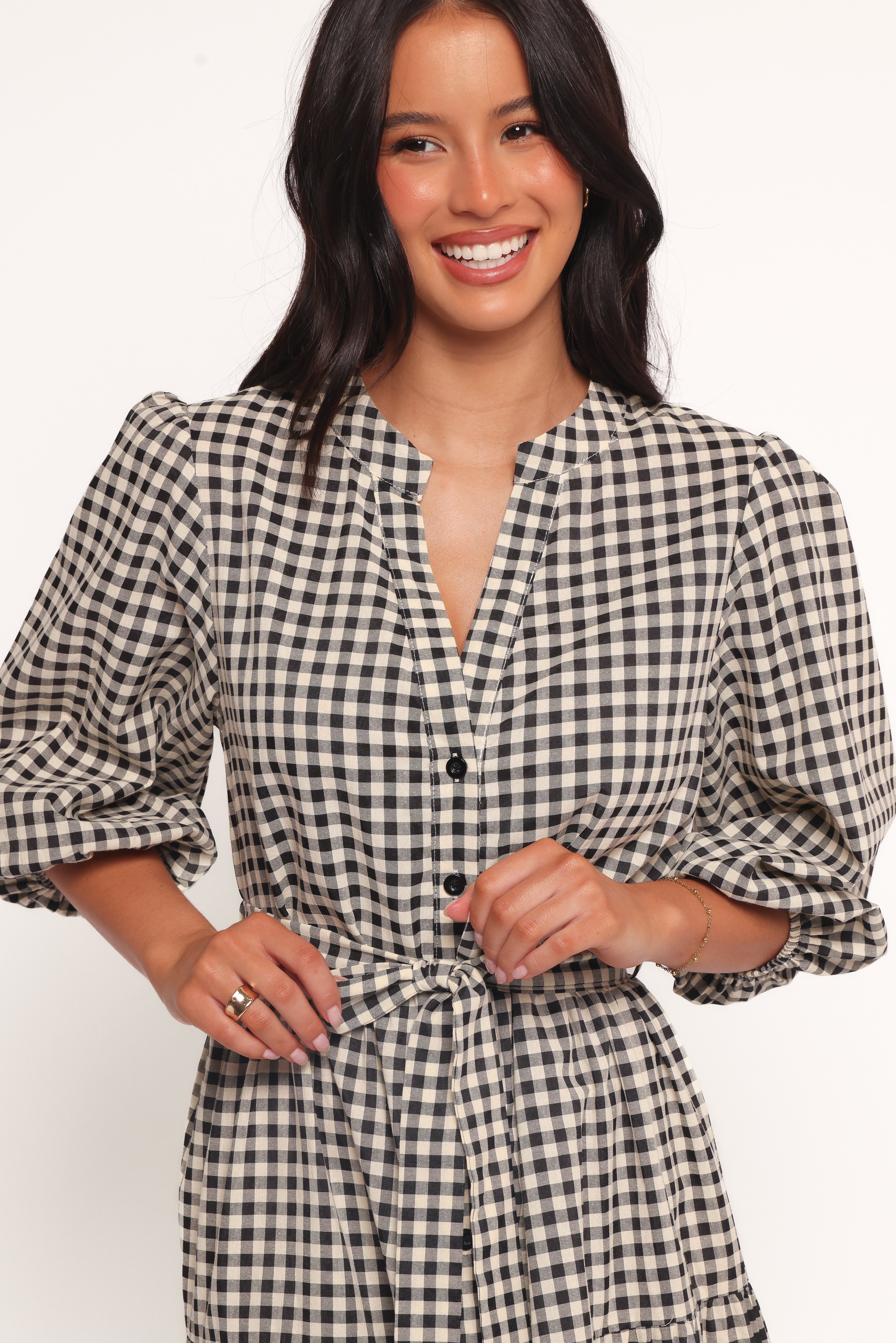 Dixon Maxi Dress Black Cream Gingham