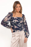 Maia Long Sleeve Top Navy Floral