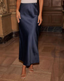 Slight Chill High Rise Satin Maxi Skirt