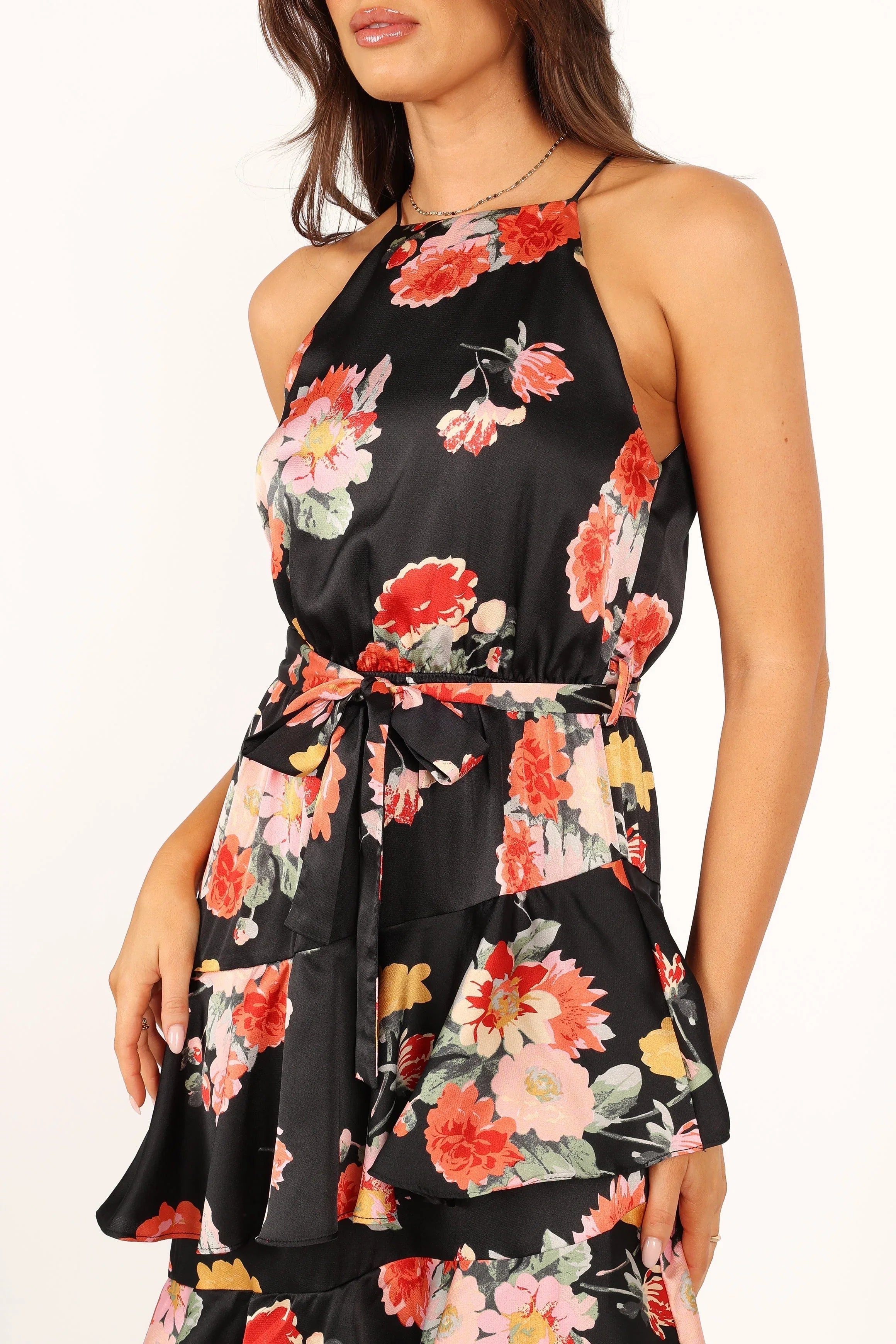 Sarona Halterneck Maxi Dress Black Floral