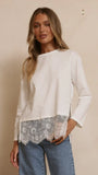 Alina Lace Trim Top White