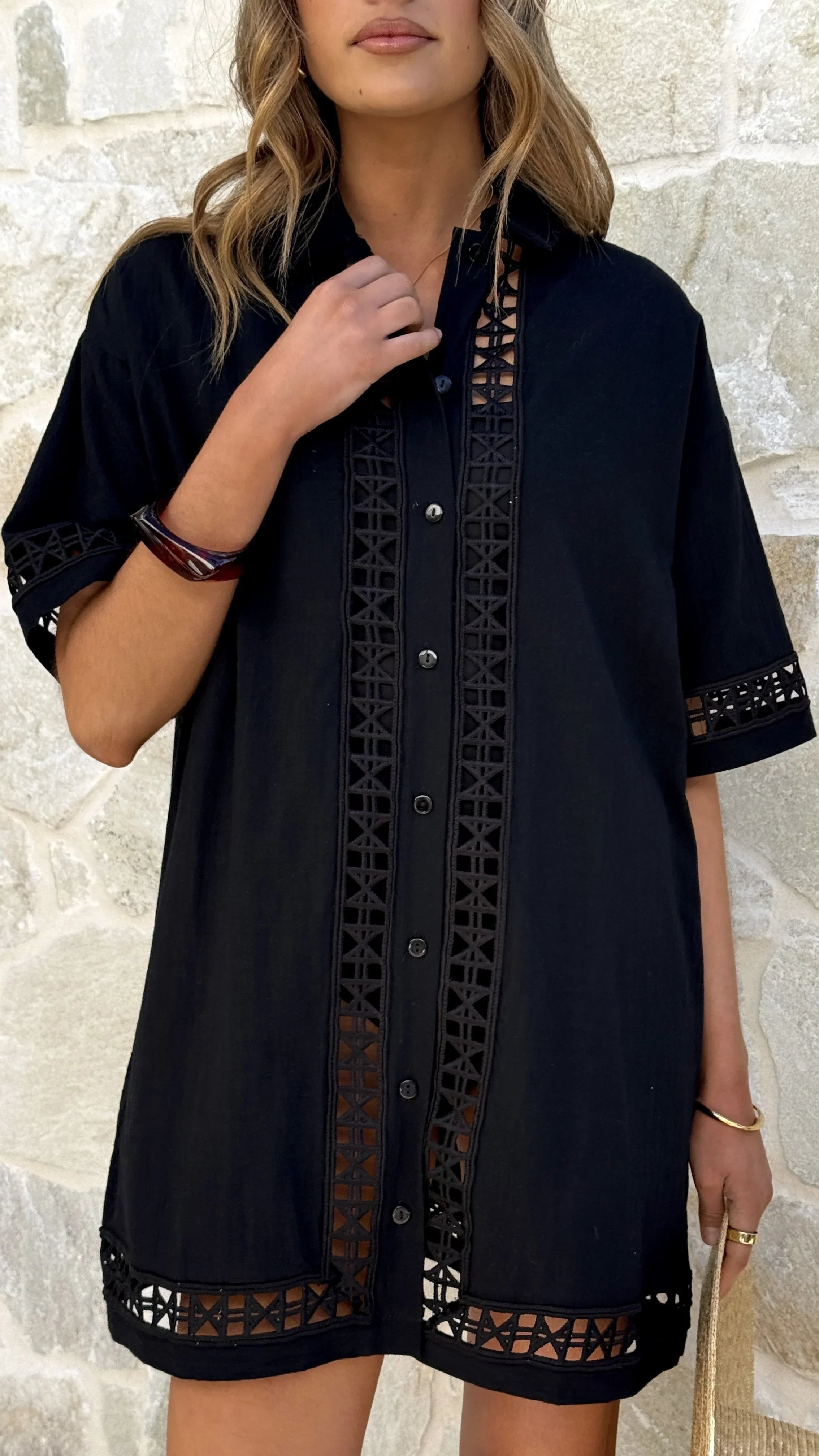 Halia Mini Shirt Dress Black