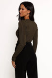 Aneesa Wide Rib Knit Top Dark Olive