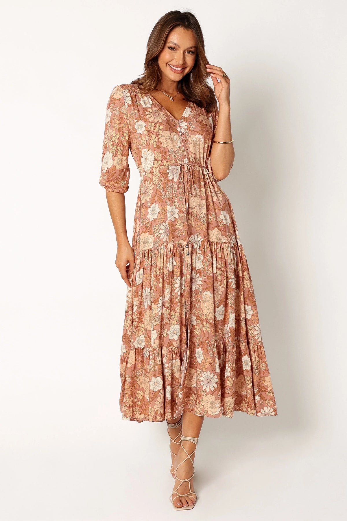 Kelda Dress Tan Floral