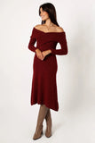 Deena Off Shoulder Midi Dress Red