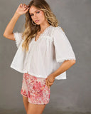 Sun Fade Drift Lace Trim Blouse