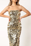 Gabourne Strapless Midi Dress Gold Sequin