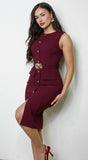 Valente Accent Midi Dress Burgundy