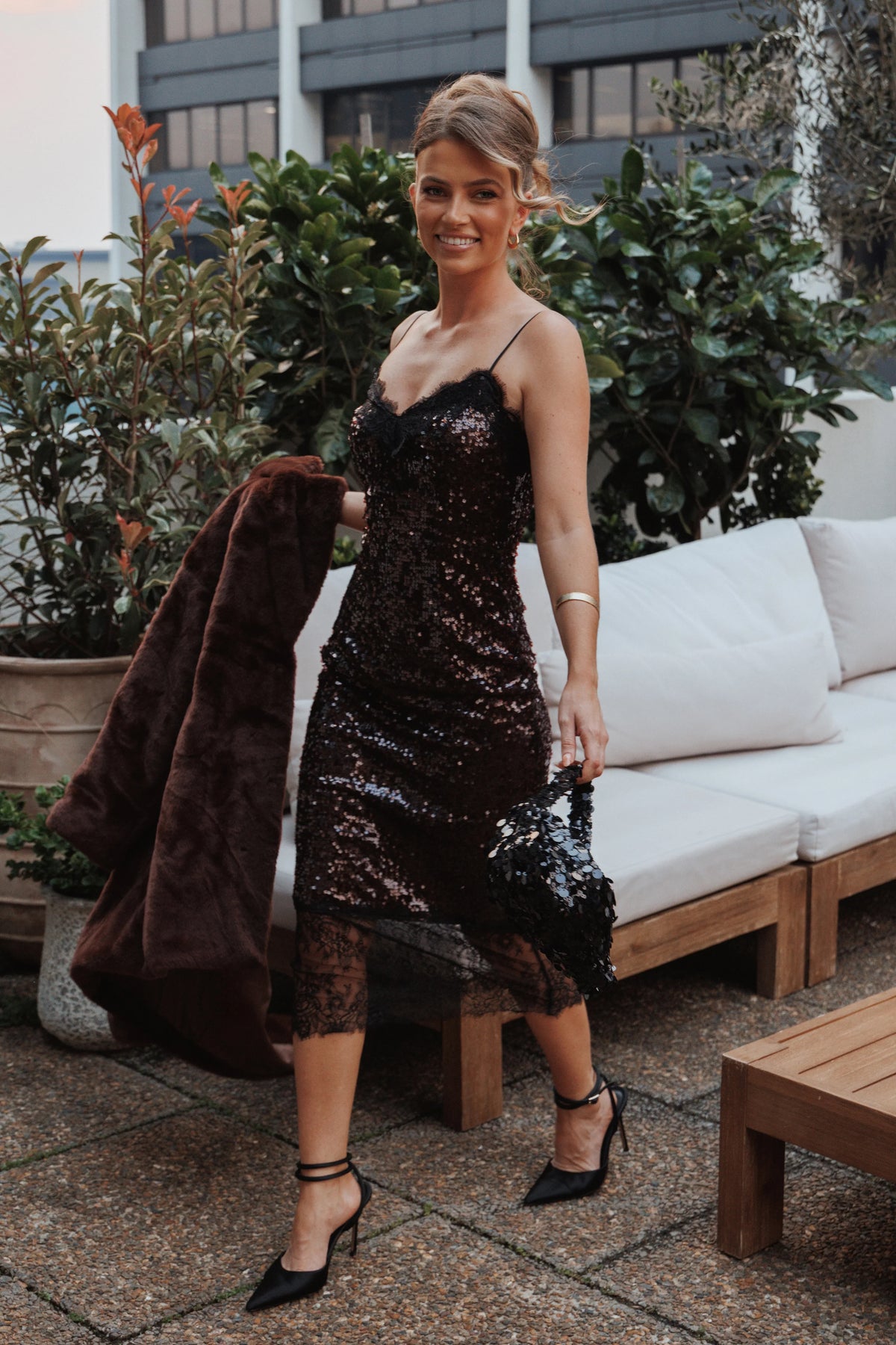 Frida Lace Midi Dress Burgundy