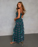 Jessara Ruffled Plaid Maxi Dress