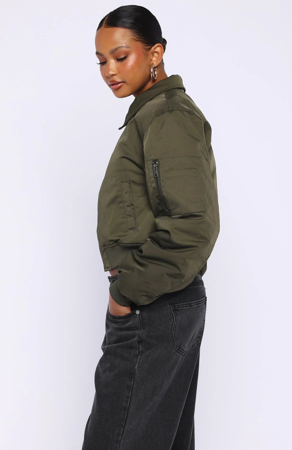 Something Forgotten Bomber Jacket Khaki