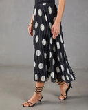Evening Icon Pleated Polka Dot Midi Skirt
